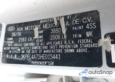 2017 Kia Forte Lx из США, поврежденный, VIN 3KPFL4A75HE015441